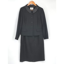 Kasper ASL Petite Womens Skirt Suit 8P Set Black Satin Trim Professional