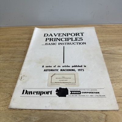 Davenport Principles of Automatic Machining, Basic Instruction Booklet, 1975 