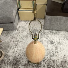 Beige Ceramic  Gold Metal Table Lamp Base Metallic Finish Corded Wall Switch