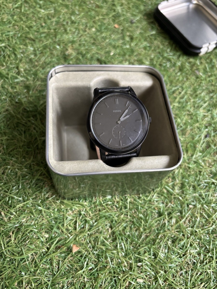 Fossil FS5447 The Minimalist 44mm Men's Leather Watch - Black for