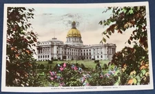 Alberta Parliament Buildings, Edmonton, AB, Canada Postcard 1937 RPPC