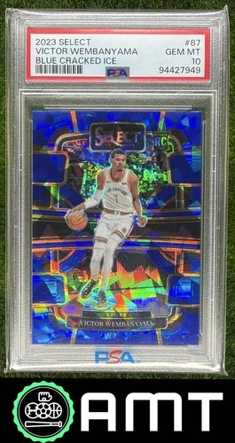 Victor Wembanyama RC PSA 10 2023-24 Panini Select Blue Cracked Ice Prizm 7949