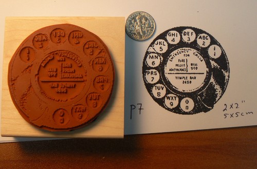 P7 Vintage Teléfono Dial 2x2" WM Sello Goma - Imagen 2 de 2