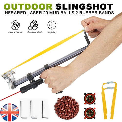 2pc Telescopic Slingshot wi Red Laser Aim Hunting Slingshot Catapult Rubber Band - Picture 16 of 16