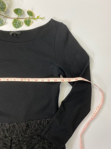 Theory Womens A Line Inverted Pleat Wool Blend Dress Black Long Sleeve Size 2 - Picture 8 of 10