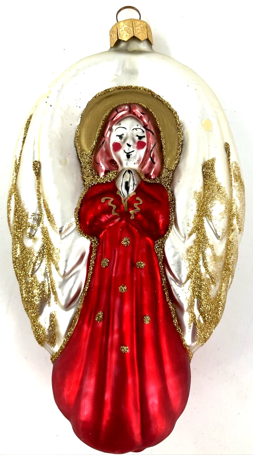 Hand Painted Nativity Angel Wings Blown Glass Christmas Ornament Poland Radko?