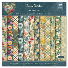 Wizardi Flower Garden Scrapbook Paper Pack. 12 Sheets of 15.2x15.2cm Heavywei...