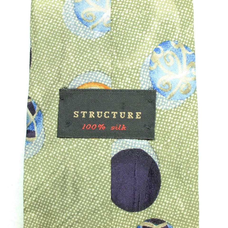 Corbata para hombre STRUCTURE 100 % seda deportiva/patrón geométrico beige 4" de ancho Foto 2 de 2