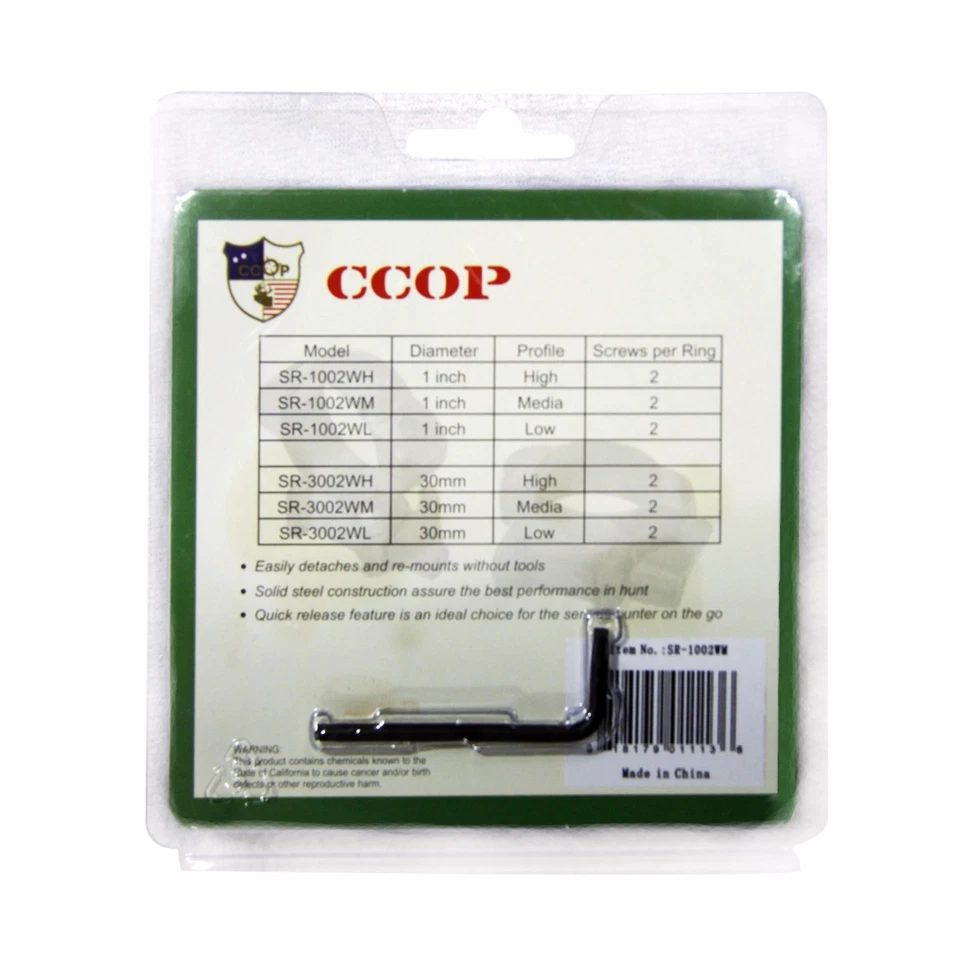 Mira telescópica de liberación rápida de perfil medio de 1 pulgada anillos de acero Picatinny Weaver Rail SR-12 Foto 3 de 3