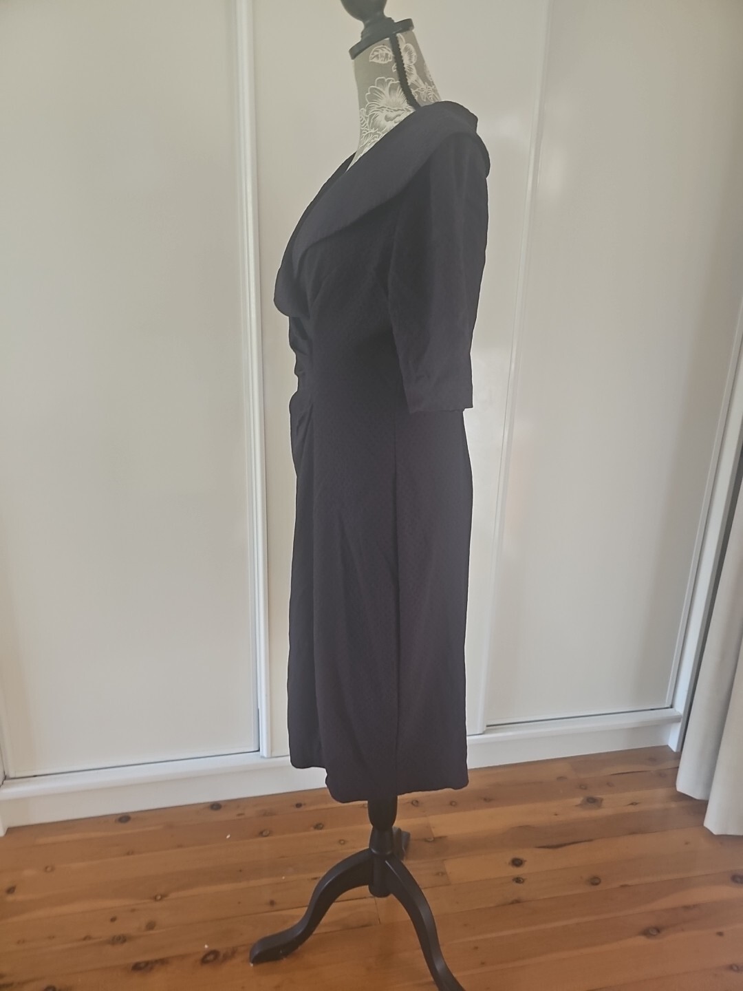 Anthea Crawford Size 12 Fully Lined, Blue Pin Up Style Dress Excellent