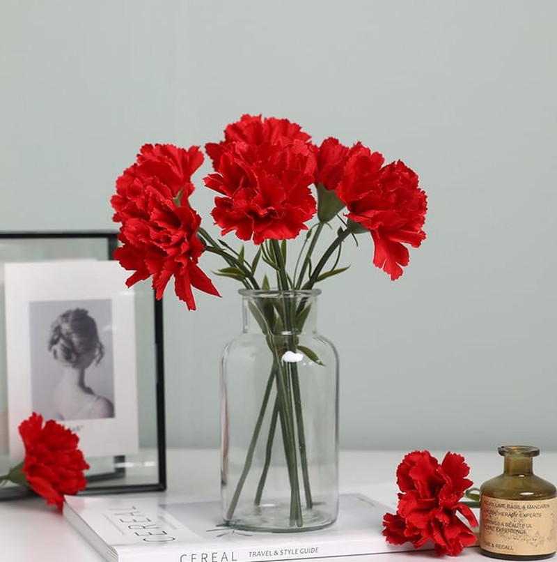 11 Inch Bouquets 10 Stem Carnations,Outdoor UV Resistant No Fade Artificial F...