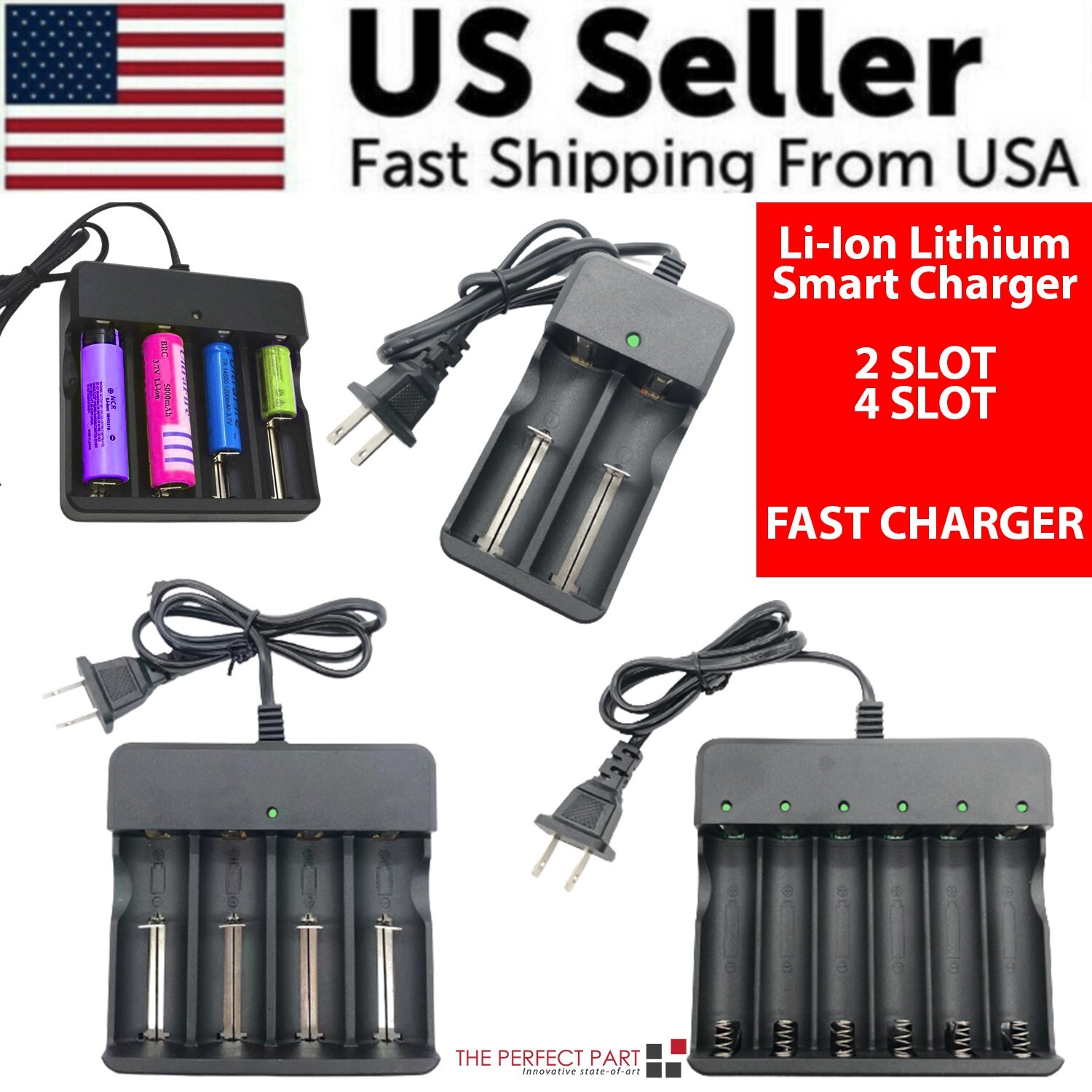 Li-ion Lithium Smart Charger 3.7V 2 4 6 Slot For 16340/14500