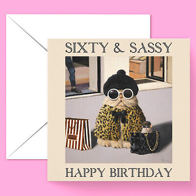 Buy Funny 60th Birthday Card Sixty & Sassy Crazy Cat Lady Sixtieth Lucia Heffernan