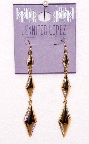 Nuovi ORECCHINI JENNIFER LOPEZ tono oro JLO 31/4” lunghi con strass cristallo DANGOLI - Foto 9 di 13
