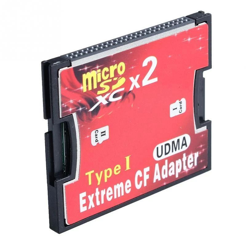 Dual 2 port Micro SD SDHC to Compact Flash CF 1 Type I Card Adapter Converter - Image 3 of 4