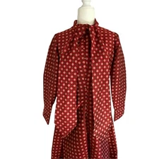 Vtg Rare 60's Geoffrey Beene Boutique W/ Scarf Front Zip Buttons Red Green