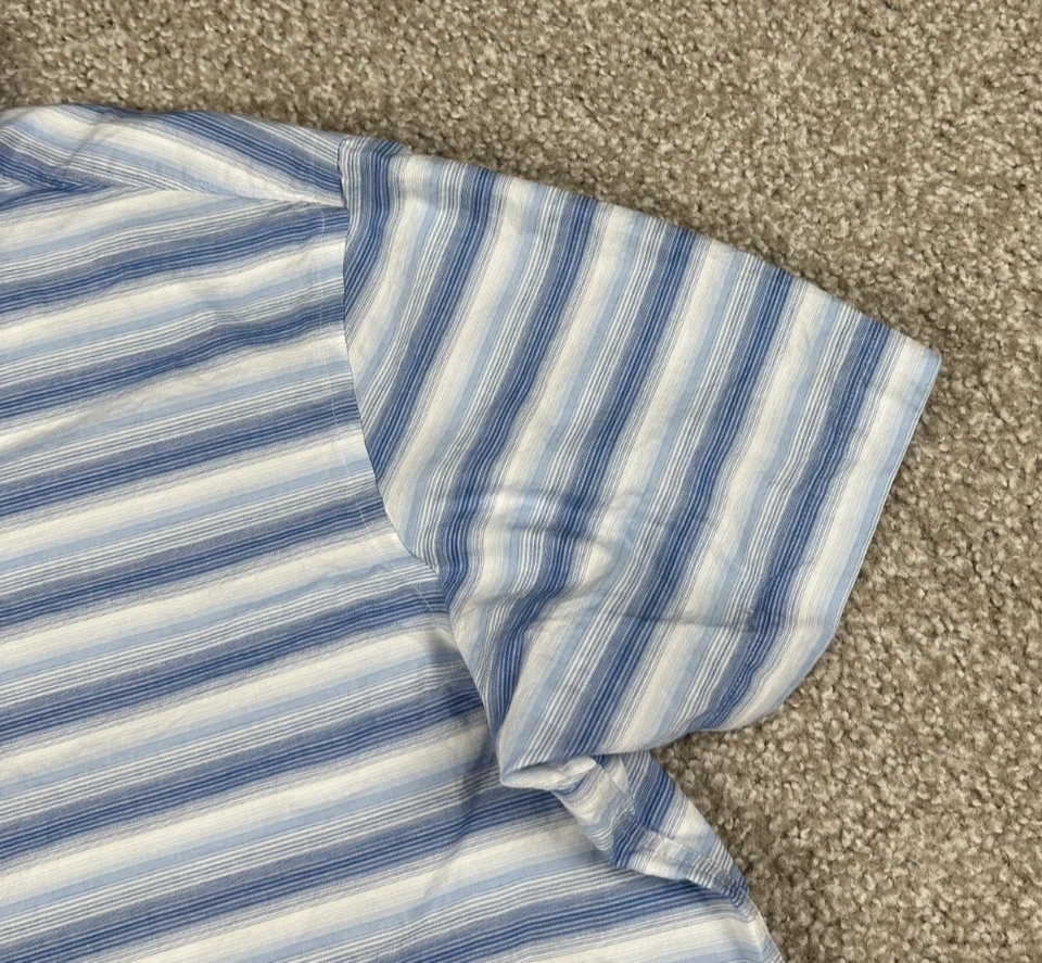 Camisa Hart Schaffner Marx Para Hombre Extra Grande Blanca Azul Manga Corta Abotonada XL Foto 3 de 4