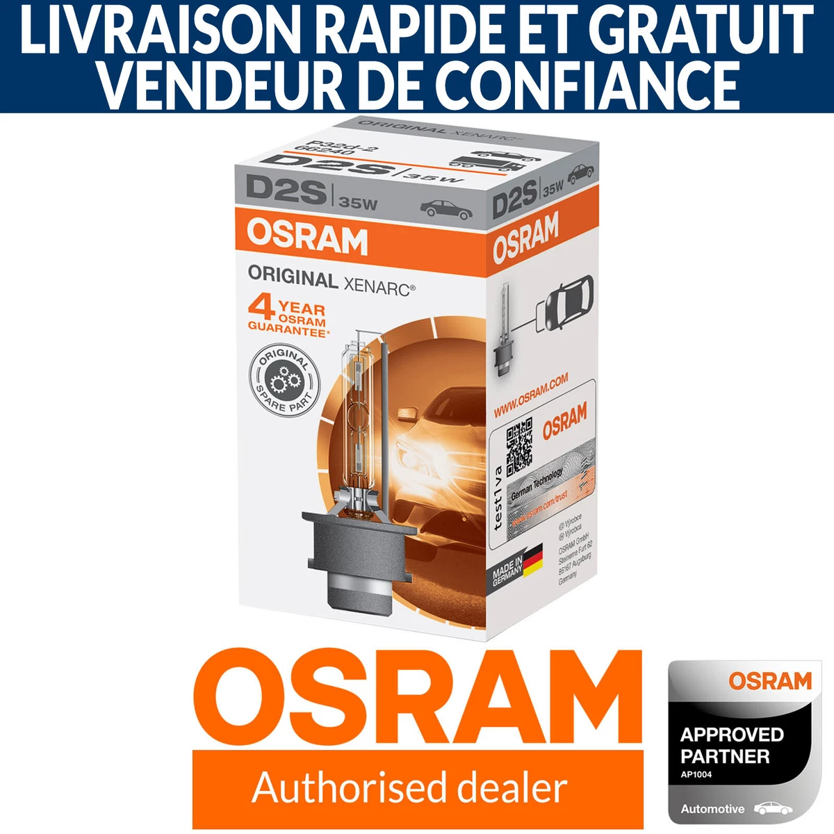 Ampoule D1S Xenon 35W 6000K - Compatible Audi, BMW, Mercedes, Citroën Et Plus