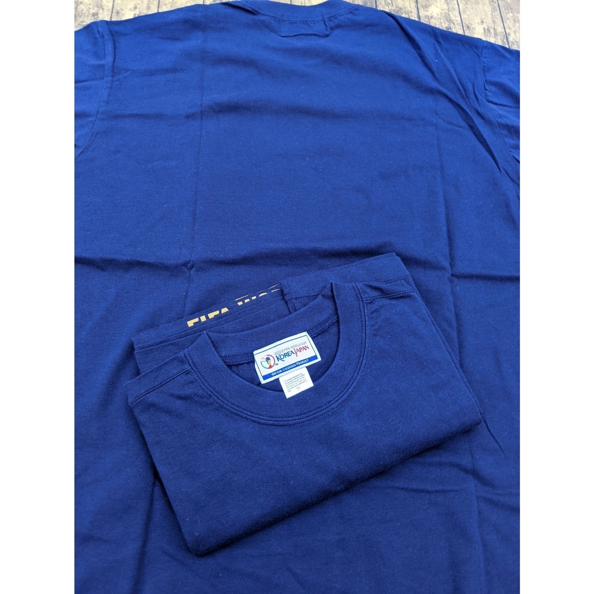 新品未使用ワールドカップ2002 NWOT NEW! Vintage 2002 FIFA World Cup Korea Japan Blue Shirt Sz 95