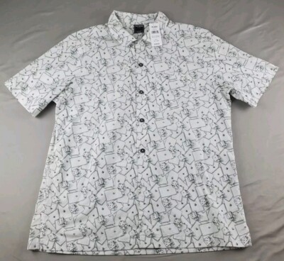 Todd Snyder Shirt Men Large  Deck Of Cards Camp Collar Short Sleeve Cotton Blend