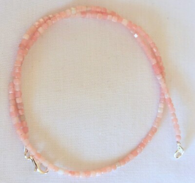 Anden Opal Kette - 925er Silber - 25 Karat - 42 cm - facettiert - Würfel - Pink