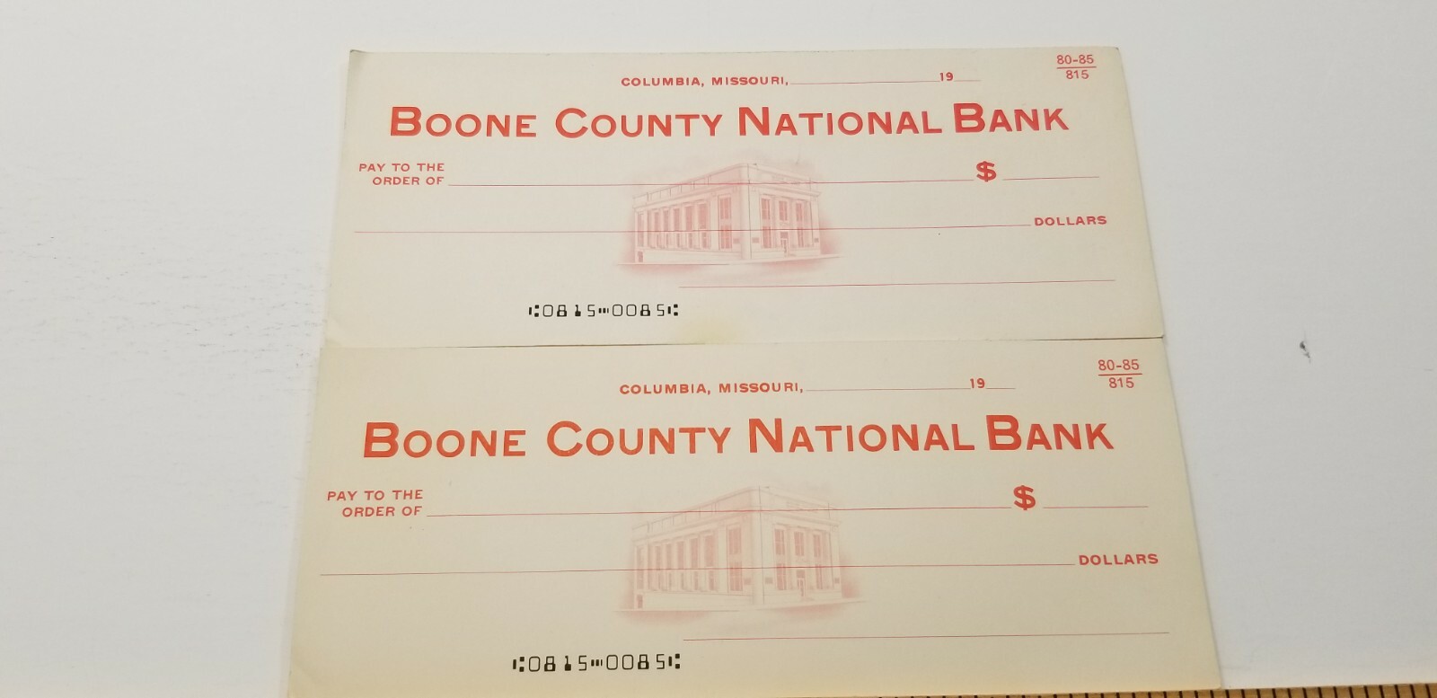 Vtg Missouri Blank Check BOONE COUNTY NATIONAL BANK COLUMBIA MO Counter