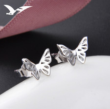 Fashion Women Girl 925 Sterling Silver Butterfly Post Stud Earrings Gift PE51