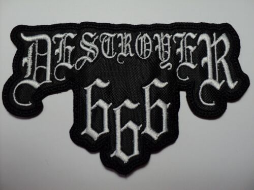 DESTROYER 666  WHITE SHAPED LOGO    EMBROIDERED PATCH - Photo 1/3
