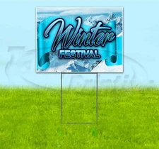 WINTER FESTIVAL 18x24 Yard Sign WITH STAKE Corrugated Bandit BUSINESS HOLIDAYS
