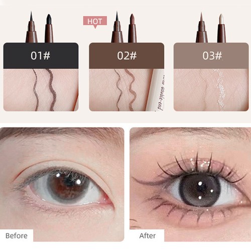 2 In 1 Eyeliner Pencil Ultra-slim Liquid Eye Liner Pearlescent Silkworm Gel Pen - Picture 2 of 15
