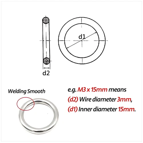 A2 Edelstahl Schwerlast massiv Metall O Ring geschweißt glatt rund Ringe - Bild 2 von 10