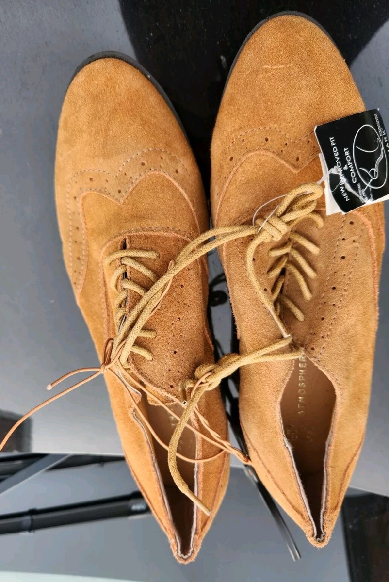 PRIMARK LADIES LACE-UP LEATHER LOAFERS BROGUES MOCCASIN BROWN