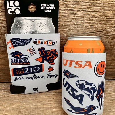 UTSA runners 210 Birds Up Logo Brand Collapsible Can Cooler Sleeve White Be Kind