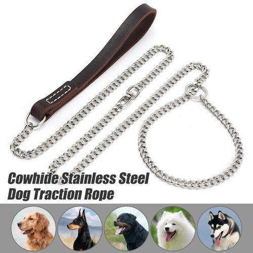 Gargantilla para caminar con correa de cadena de plomo antideslizante collar de metal collar de estrangulador de entrenamiento para perros - Imagen 2 de 14