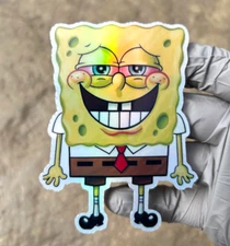 Funny Cartoon SpongeBob Holographic Sticker Waterproof Vinyl Stoner 420 Decal