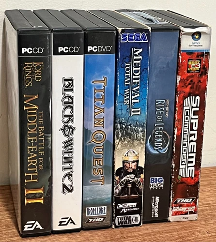 Retro PC Games - Battle Middle Earth, Black White 2, Medieval II etc (Set of 6)