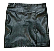$750 M. Patmos Black Nappa Leather Pencil Mini Slit Skirt Size 4