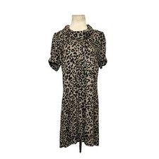 Eliza J animal print cowl neck short sleeves sweater mini dress size Large