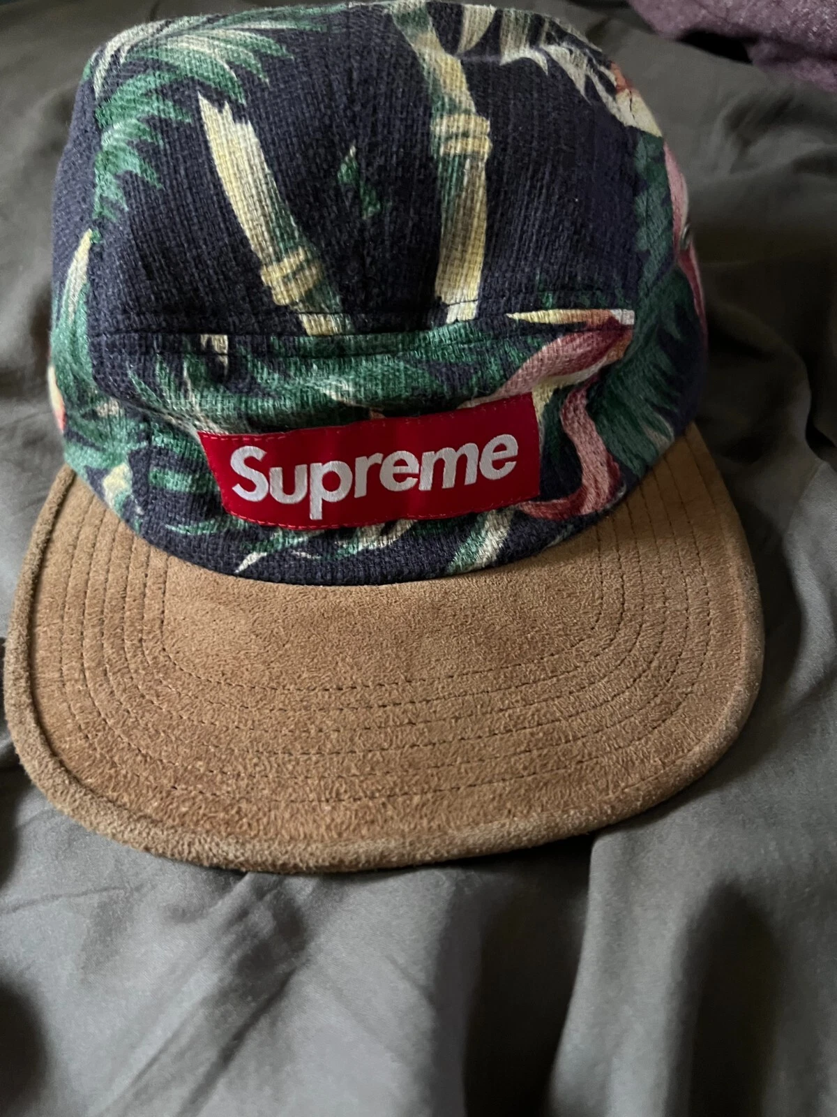 Supreme SS12 casquette de camp florale marine et naturelle RARE