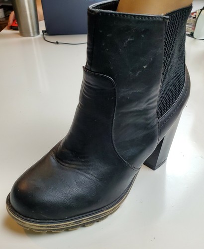 Black Block Heel Ankle Boots Size 