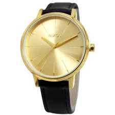 Nixon The Kensington Gold Tone Black Leather Strap Ladies Watch A108501