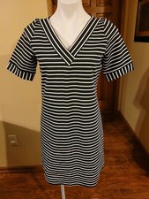 Skies Are Blue Dress Black/White Stripe Small