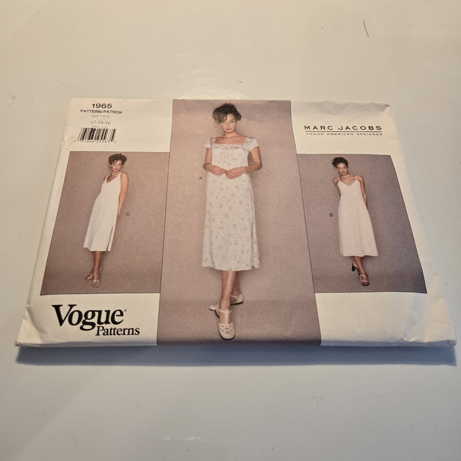 1990's VOGUE Misses' Dress Marc Jacobs Pattern 1965 Size 12-14-16 UNCUT FF