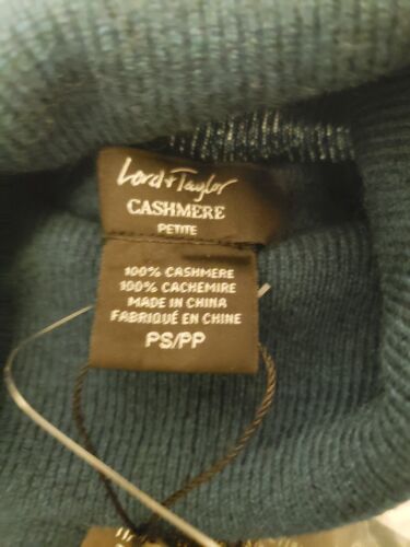 Lord & Taylor Cashmere Turtleneck Teal Green Pullover Sweater Size PS NWT - Picture 3 of 10