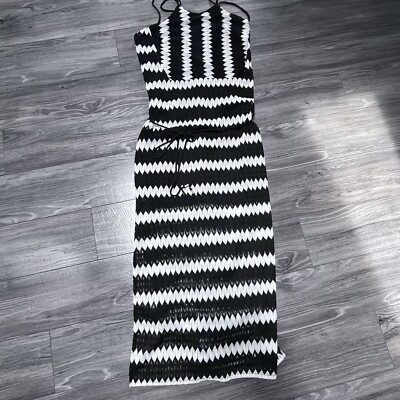 Ana Dress Size L Crochet Maxi 100% Polyester Swim Cover Up Tie Waist Lined