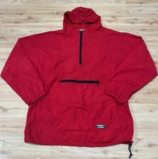 VINTAGE LL BEAN 1/2 ZIP WINDBREAKER PULLOVER JACKET SZ L POUCH POCKET HOODED USA