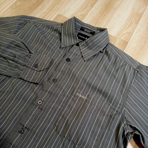 Camisa Matix Para Hombre Talla Mediana Manga Larga Gris Rayas Abotonada