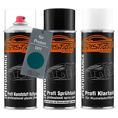 Autolack Spraydosen Set für Kunststoff für Proton 001 Petrol Blue Metallic