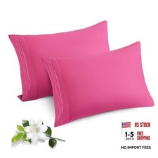 2 Pack Microfiber Pillowcases Size Bed Pillow Cases with Standard Hot Pink