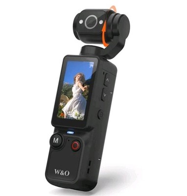 W & O Vlogging Camera with 180° Rotating Lens, Pocket Body Camera with Audio